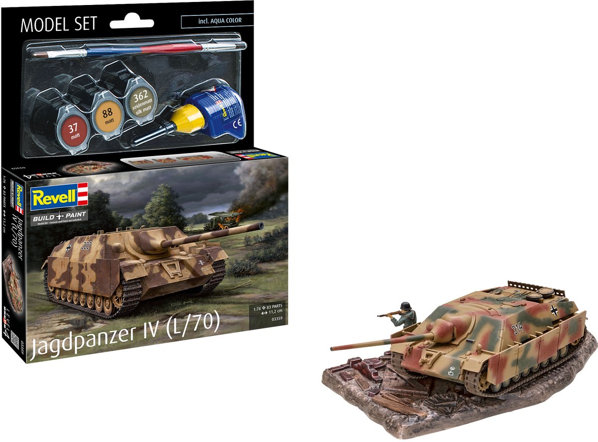 Revell Modelbouwpakket Militaire voertuigen - 63359 Jagdpanzer IV (L/70) Tank - Model Set Plastic - 1:76 - Modelbouw