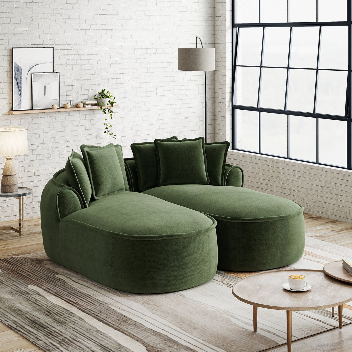 OKWISH Slaapbank 2-Delig - Frameloos Modulair Met Extra Diepe Chaise Longue - Voor Woonkam