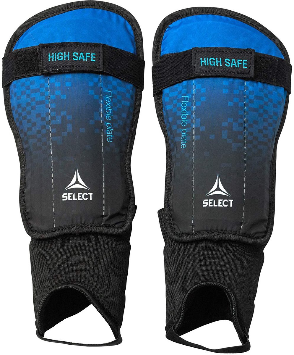 Select Scheenbeschermers Voetbal High Safe Zwart-Blauw v23 - Maat L