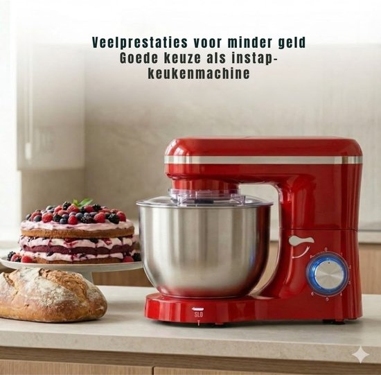 SAVI® Mixer met mengkom - Mixer - Mixer met mengkom keukenmachine - Rood - ‎39cm x 24cm x 31cm van Merkloos — afbeelding 4