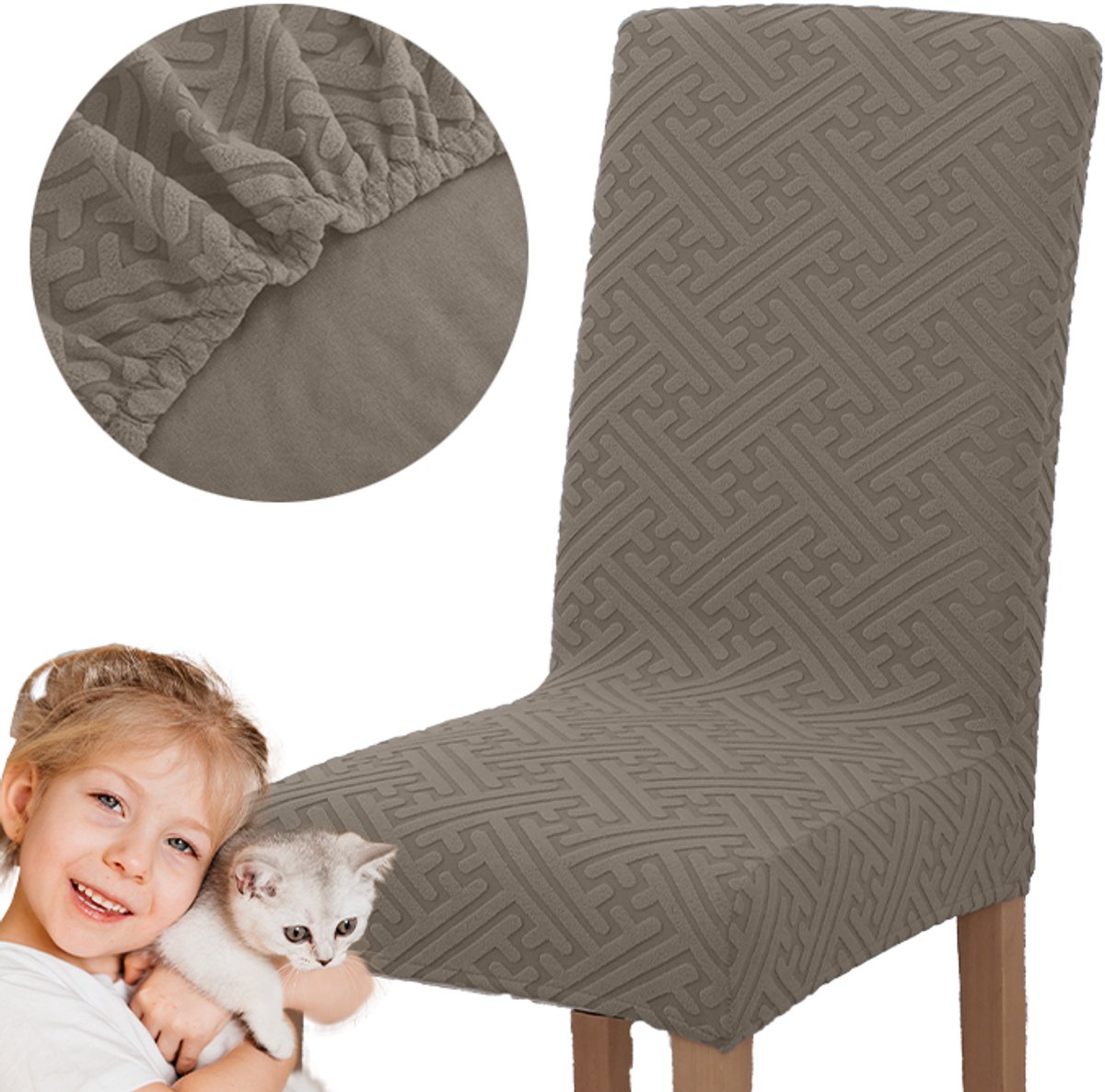 Meble odNowa - Jacquard Stoelhoes - Bruin - Dikke Stof - Elastisch