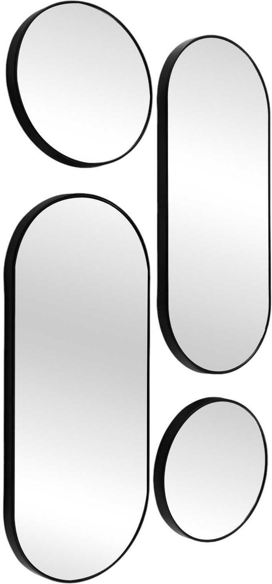 HowHomely Noir Serie - Zwarte Decoratieve Spiegels - Set van 4 - Modern Design