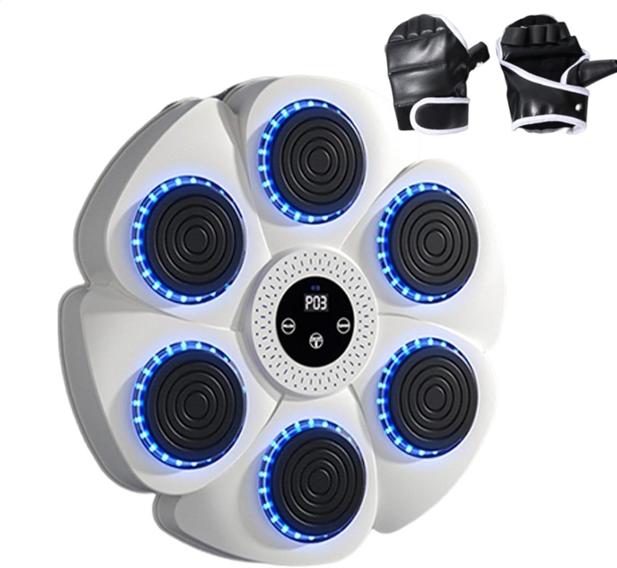 Muziek Boksmachine - Wand Bokspad - Thuis Fitness - 9 Modi 18 Snelheden - 40cm Diameter - Wit