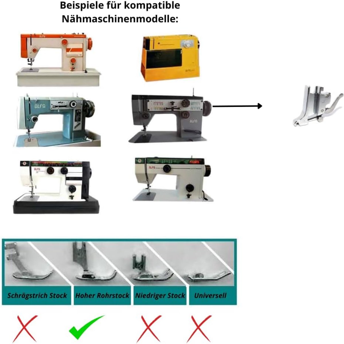 Naaivoet Adapter - Hoge Schacht - Naaimachine Accessoire - Eenvoudig Wisselen - Zilver
