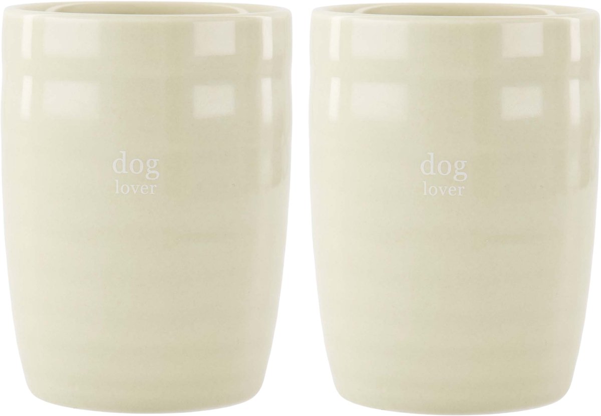 Zusss Set Van 2 Koffiemokken Dog Lover - Cadeau Dames Keramiek Zand / Bruin
