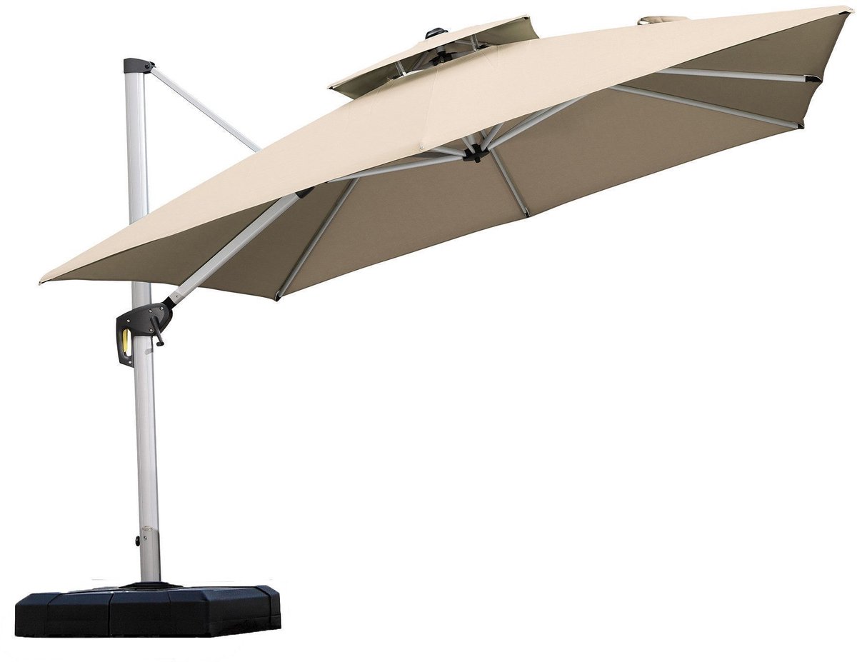 PURPLE LEAF Vierkant Parasol – Dubbel Top – 360 °Graden Rotatie – UV werend doek– Windbestendige Zweefparasol