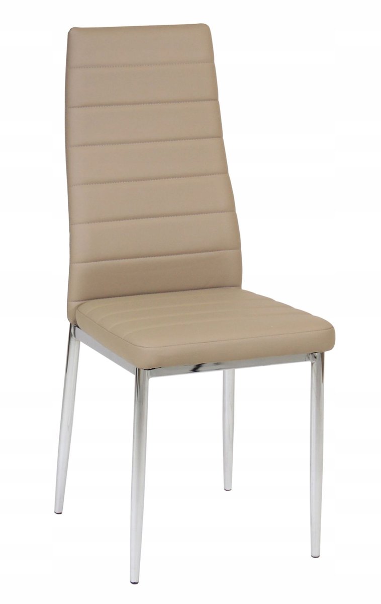 Furnitex DC2-001 - Eetkamerstoel - Cappuccinokleurig kunstleer - Metalen poten Beige;Cappuccino;Metaal