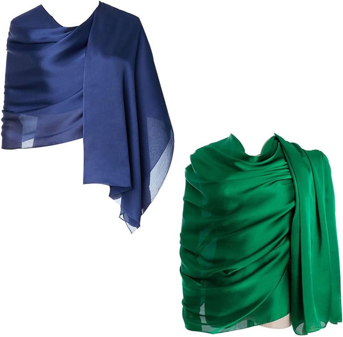 Dames Sjaals 100% Zijde Lange Lichte Sjaals voor Dames, Donkergrijs, One Size