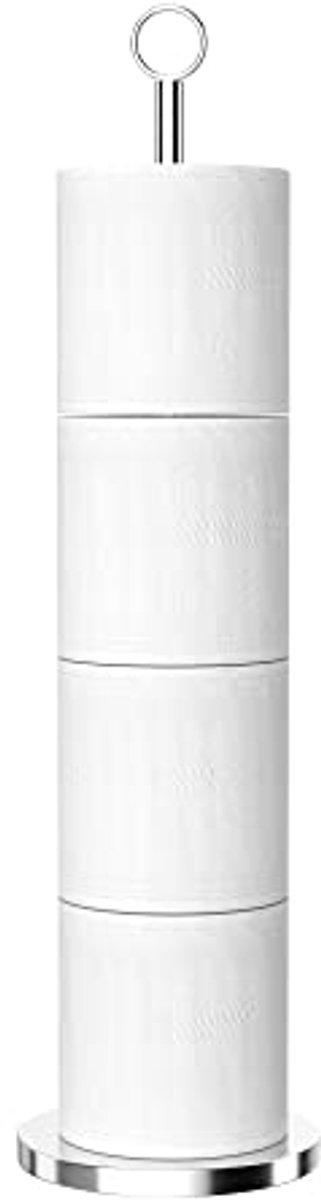 Ultiluxe® Toiletpapierhouder - Vrijstaande Toiletrolhouder - Reserverolhouder - 4 Rollen - Toiletrolhouder Standaard - Ruimtebesparend - Modern Design - Zilver