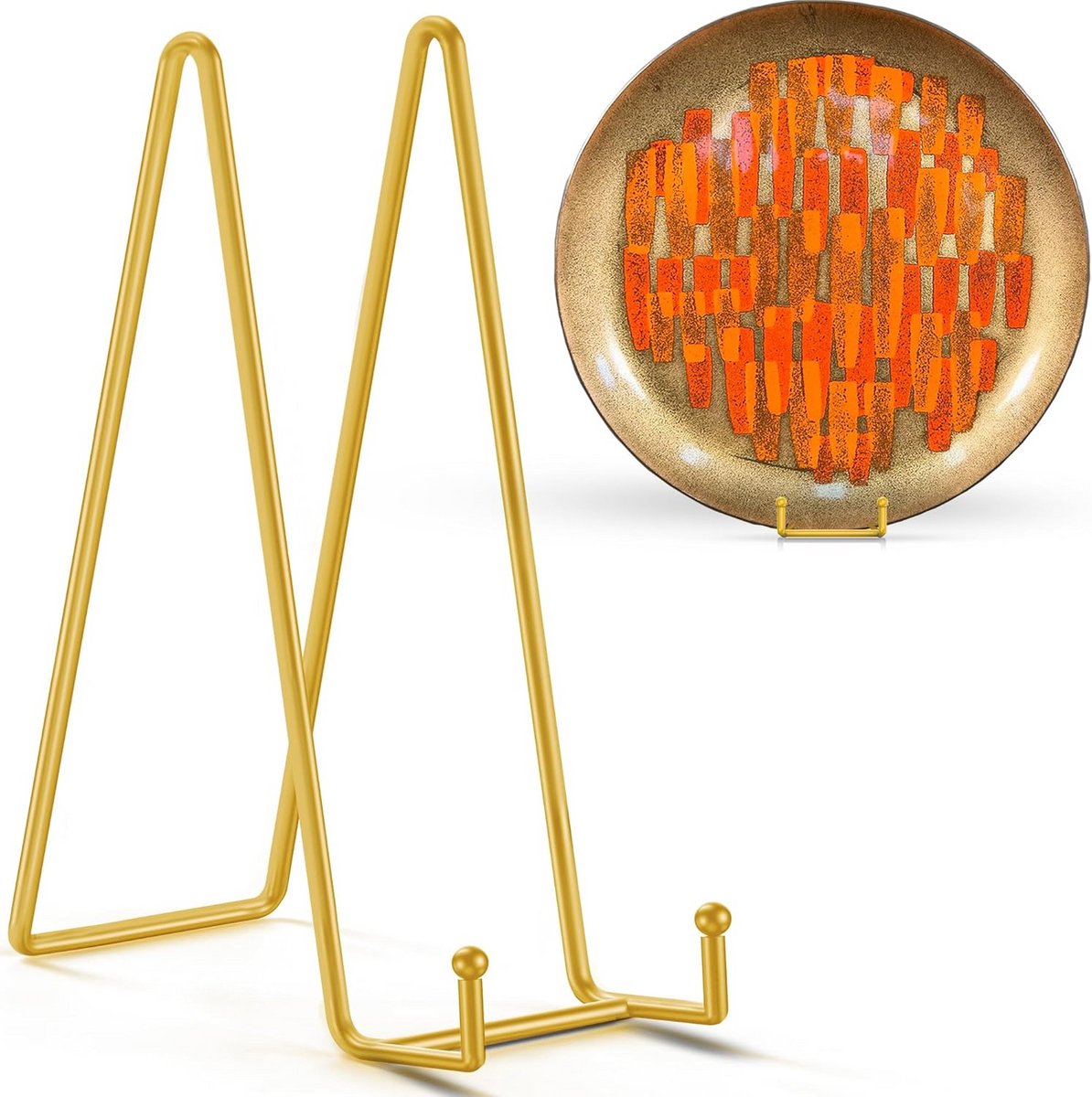 Gouden metalen standaard voor grote borden - 2 stuks, stevige display standaard voor borden, lijsten, schalen en kunstwerken