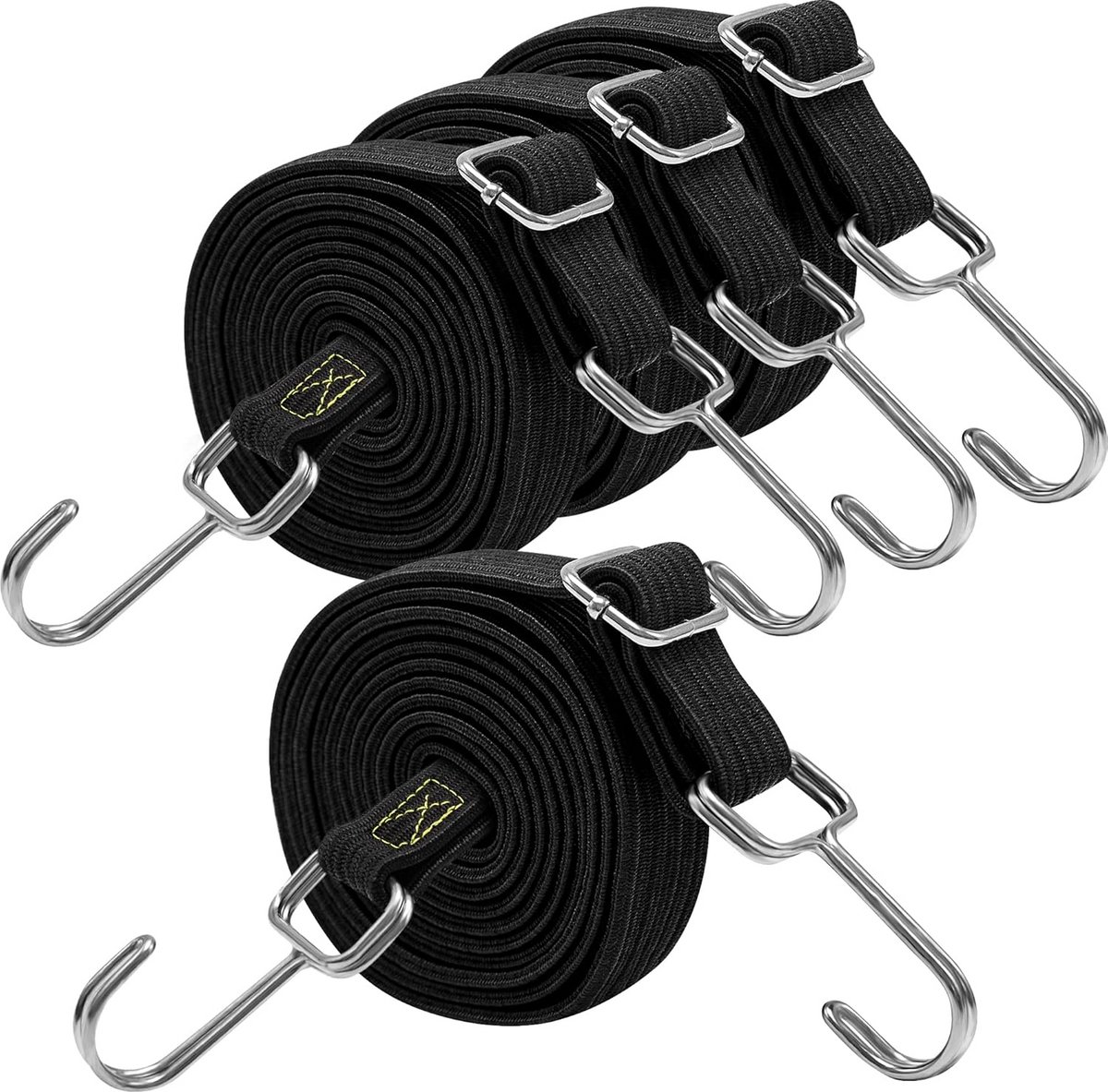 Verstelbare elastische touwen met haken - 200 cm lang voor bagagebeveiliging - 4 stuks