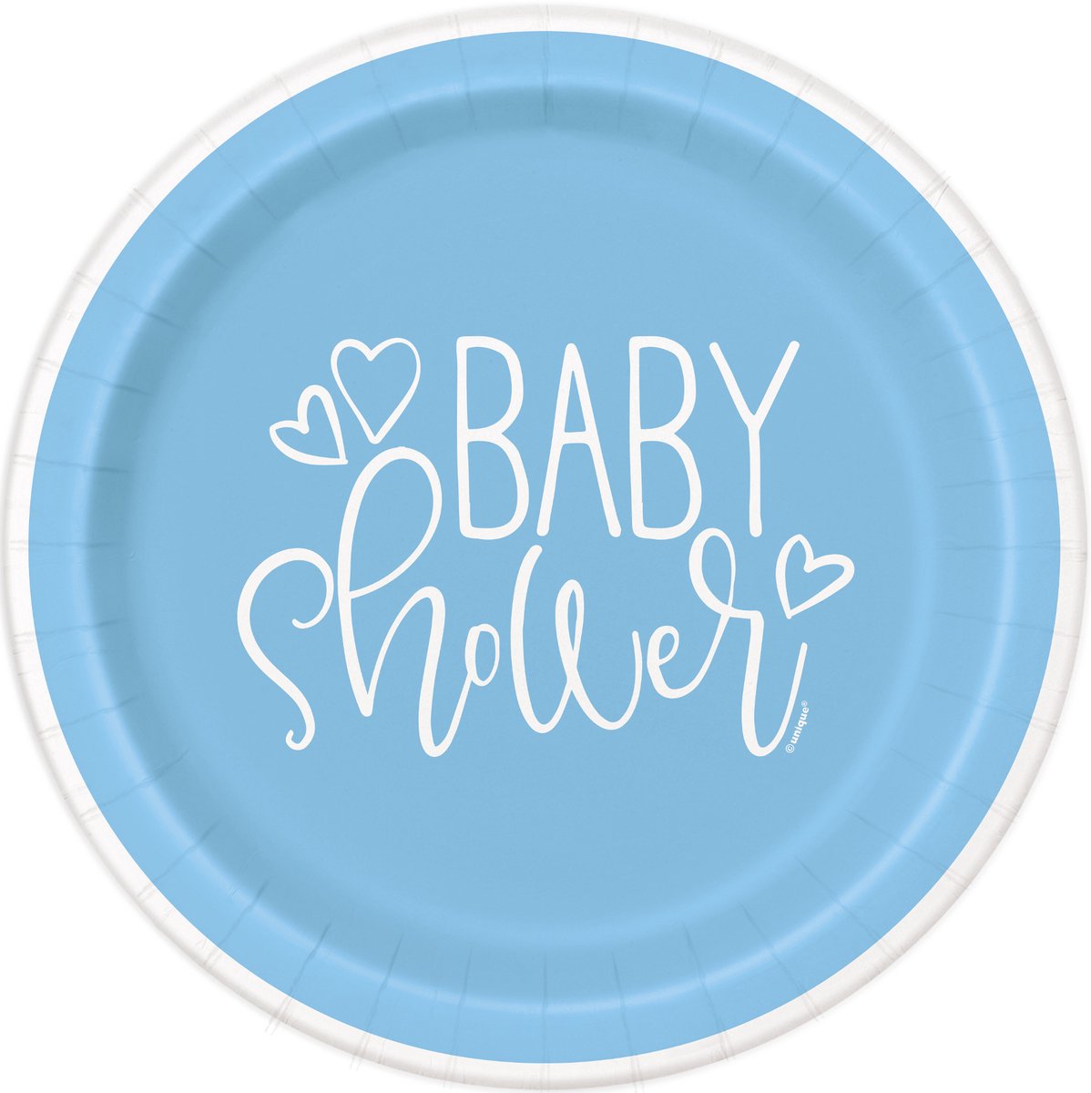 UNIQUE - 8 blauw-witte baby shower kartonnen borden 23 cm voor tafel