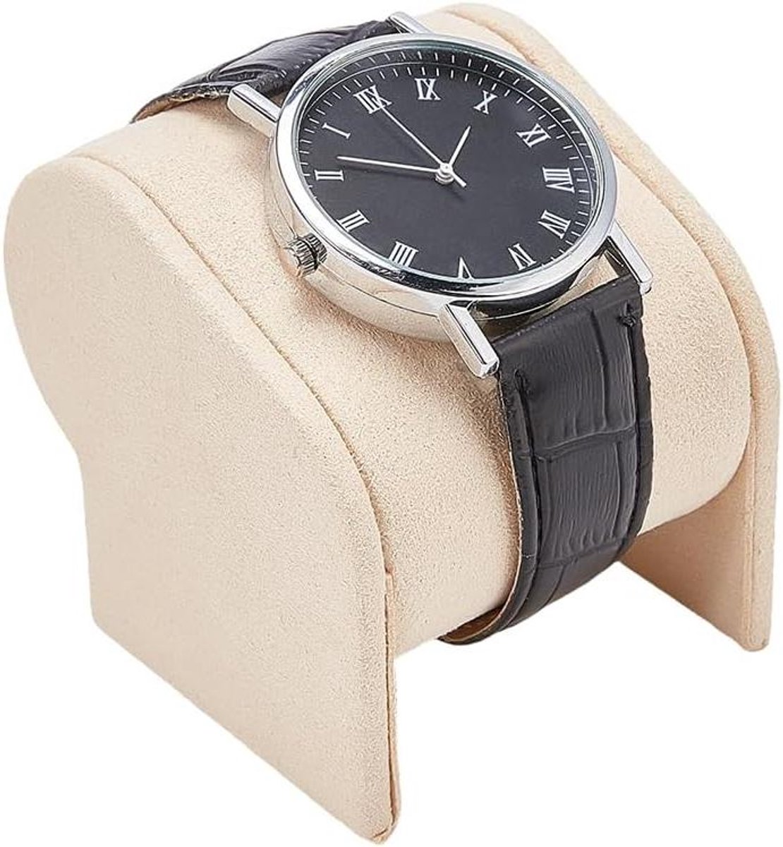 Lederen horloge display kussen opbergkussen voor sieraden 20 cm beige decoratie.