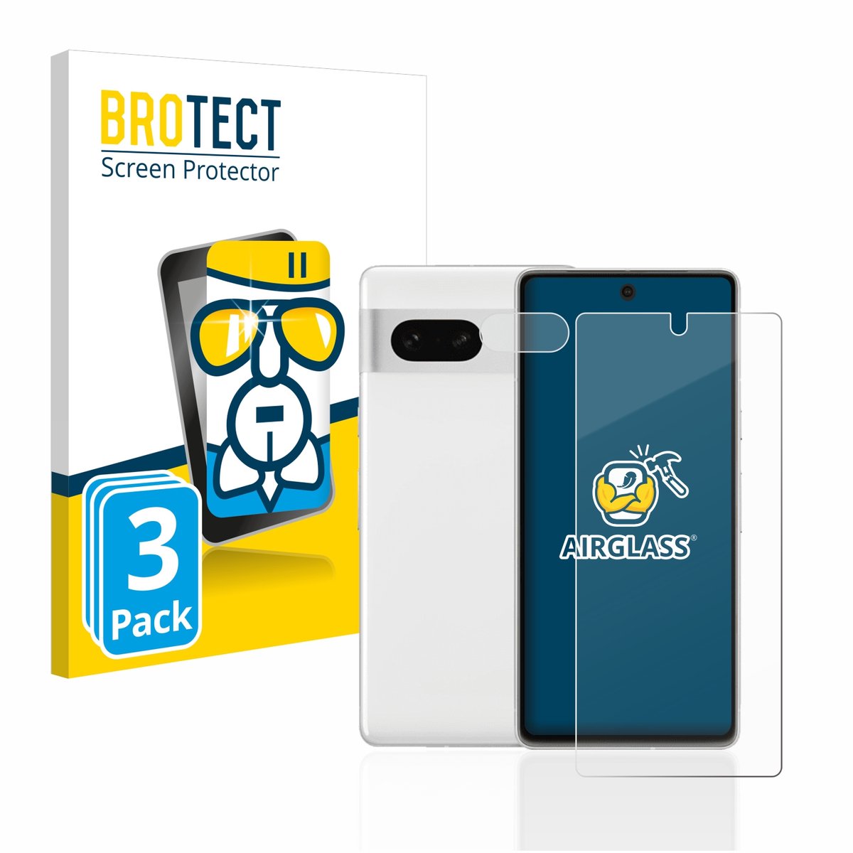 Screenprotector 3 Stuks voor Google Pixel 7 (Voor+Camera) Beschermglas transparant