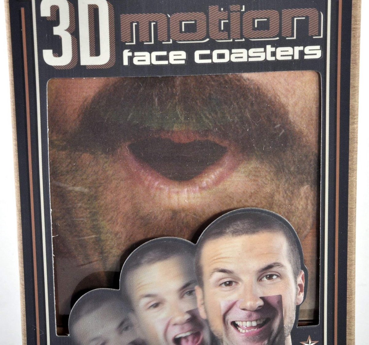 Set van 4 Onderzetters met Wisselende 3D Gezichtsmaskers