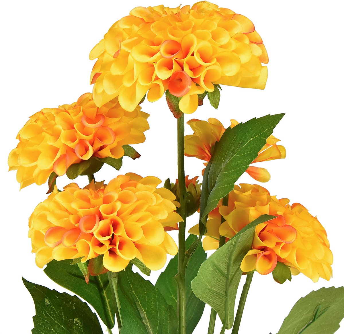 Viana Kunstbloemen decoratieve dahlia's kunst geel oranje 50cm