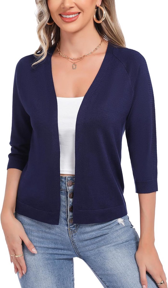 Dames Bolero V-Hals Driekwart Mouwen Elegante Cardigan