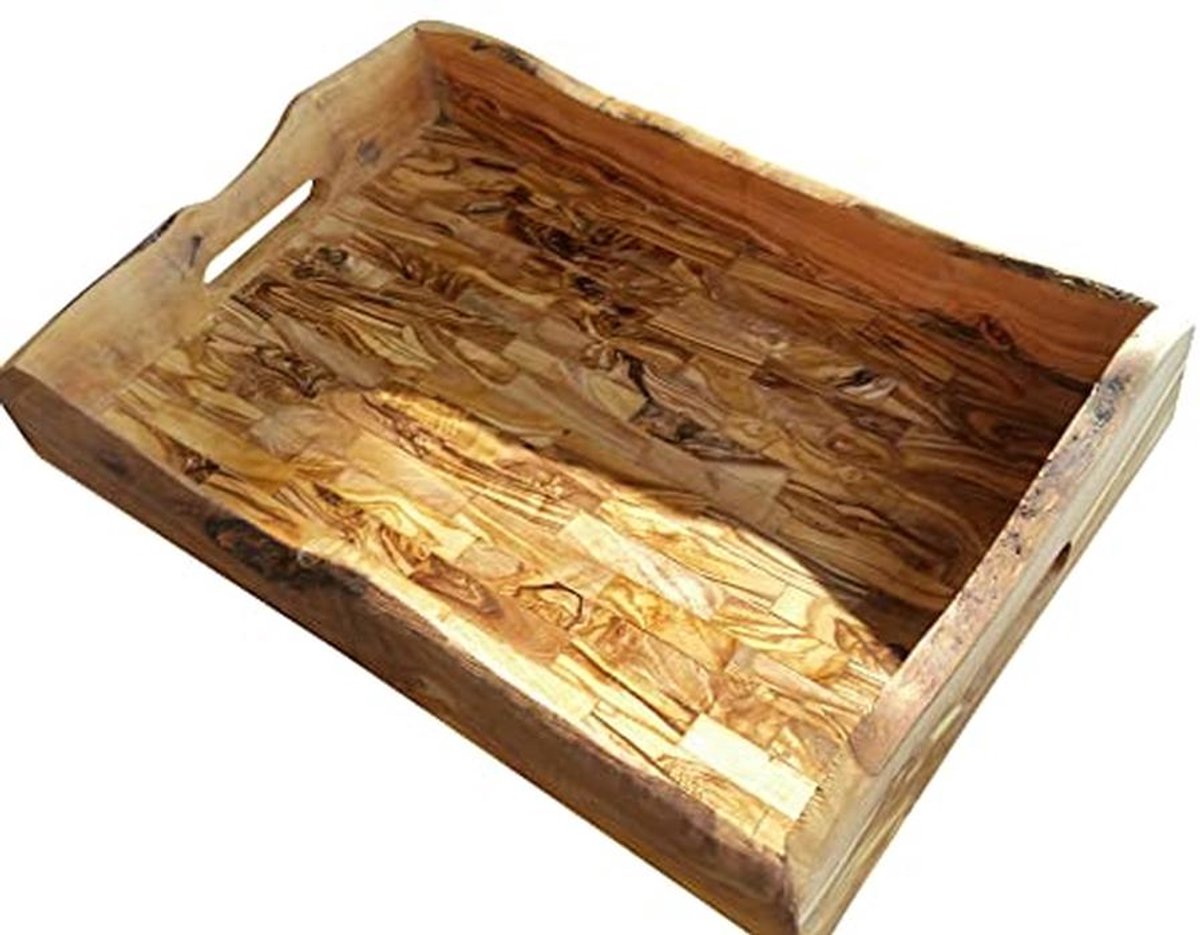 Olijfhouten dienblad 44 x 30 cm rustiek serveren
