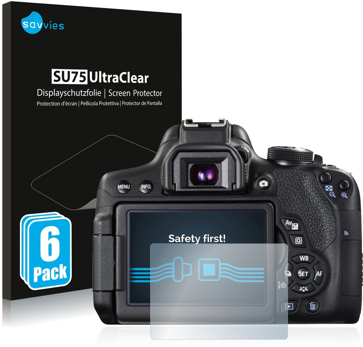 Savvies - Screenprotector voor Canon EOS 750D - Folie Beschermfolie transparant 6 Stuks