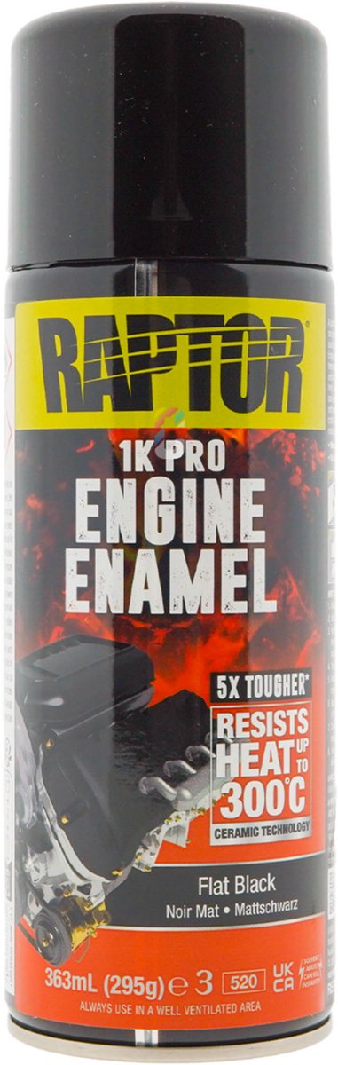 Raptor Engine Enamel - Motorblok Verf ZWART MAT spuitbus 400ml