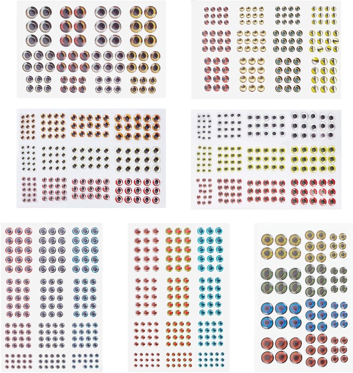 Allecto- Vissen Lokken Ogen - Kunstaas Voor Diy Maken - Realistische - Holografische - Nep Ogen - Vliegbinden - 3D - Ambachten - Geschikt voor Vliegbinden - Visaas - KLeur 1020Pcs Vissen Lijm