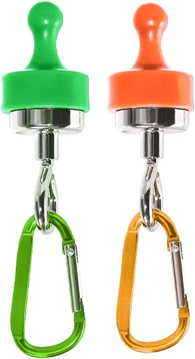 Allecto- Magnetische Haken - Buitengebruik - D-Type Ophanging - Kampeertenten/Garages/Koelkasten - Luifels - Fluorescerend Groen/Oranje - Geschikt voor 2PCS Magnetische Haken