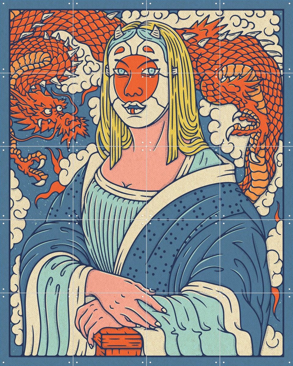 IXXI Lady with the Smile, Ryan Ragnini - 80 x 100 cm - Gratis ophangtool - Grote wanddecoratie en posters - Illustraties, Grafisch Ontwerp