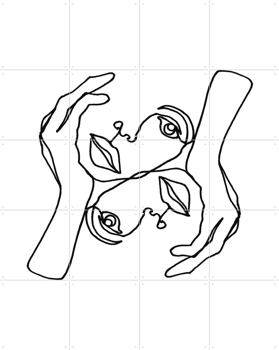 IXXI Julie, Julia Hariri - 80 x 100 cm - Gratis ophangtool - Grote wanddecoratie en posters - Illustraties, Abstract, Line art, Minimalisme