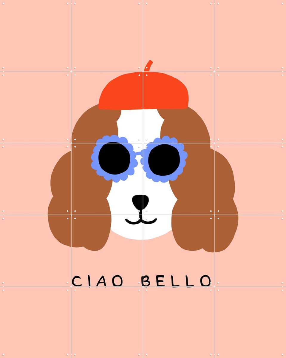 IXXI Ciao Bello, Maren Gross & Various - 80 x 100 cm - Gratis ophangtool - Grote wanddecoratie en posters - Illustraties, Speels, Cartoonesk, Grafisch
