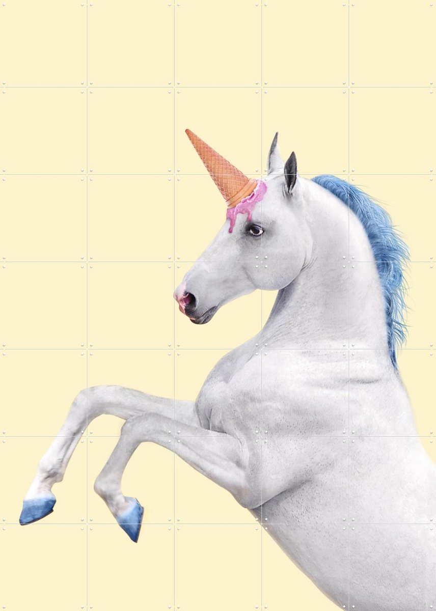 IXXI Unicorn, Paul Fuentes - 100 x 140 cm - Gratis ophangtool - Grote wanddecoratie en posters - Grafisch Ontwerp, Kleurrijk, Digitale Kunst