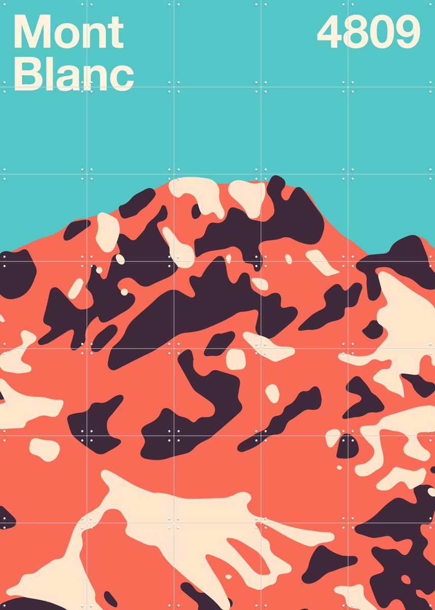 IXXI Mont Blanc, Florent Bodart - 100 x 140 cm - Gratis ophangtool - Grote wanddecoratie en posters - Illustraties, Abstract, Grafisch Ontwerp
