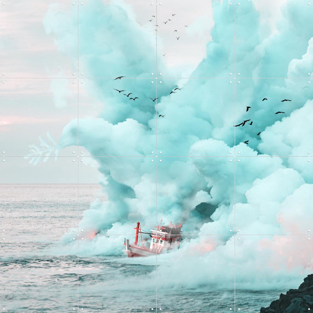 IXXI Peaceful, Julien Tabet - 80 x 80 cm - Gratis ophangtool - Grote wanddecoratie en posters - Fotografie, Surrealisme, Digitale Kunst, Woonkamer