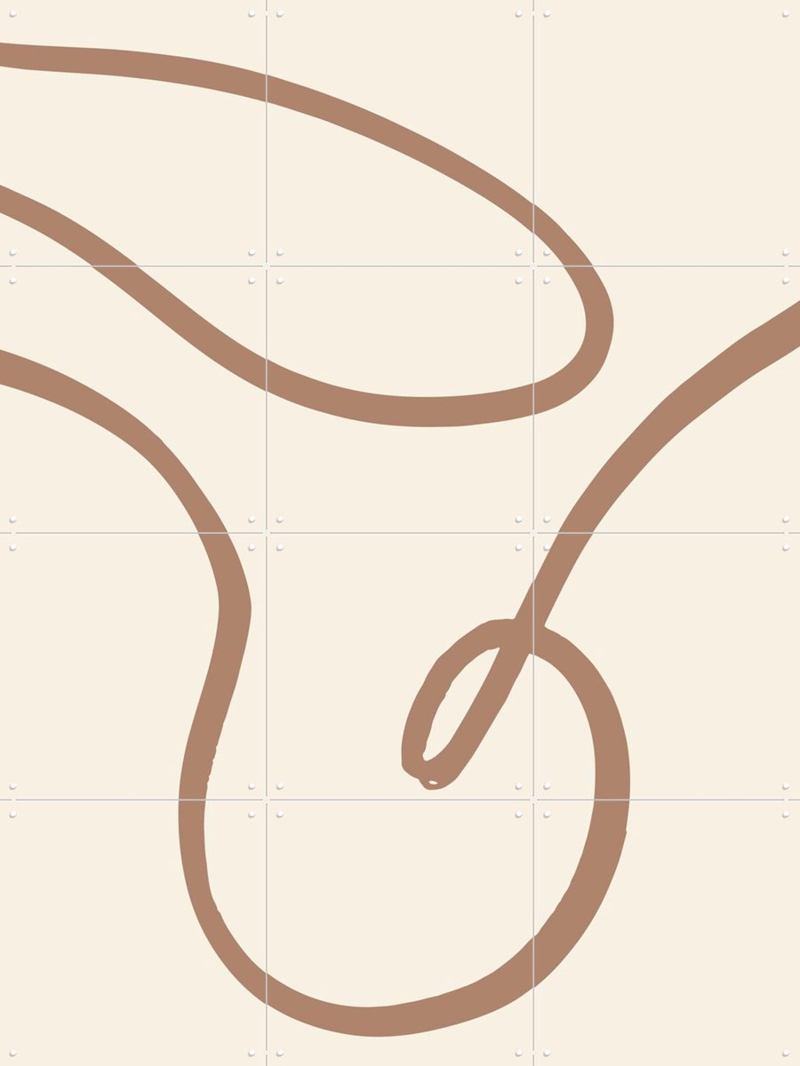 IXXI Abstract Lines Mocha 3, Various - 60 x 80 cm - Gratis ophangtool - Grote wanddecoratie en posters - Abstract, Illustraties, Minimalisme, Grafisch