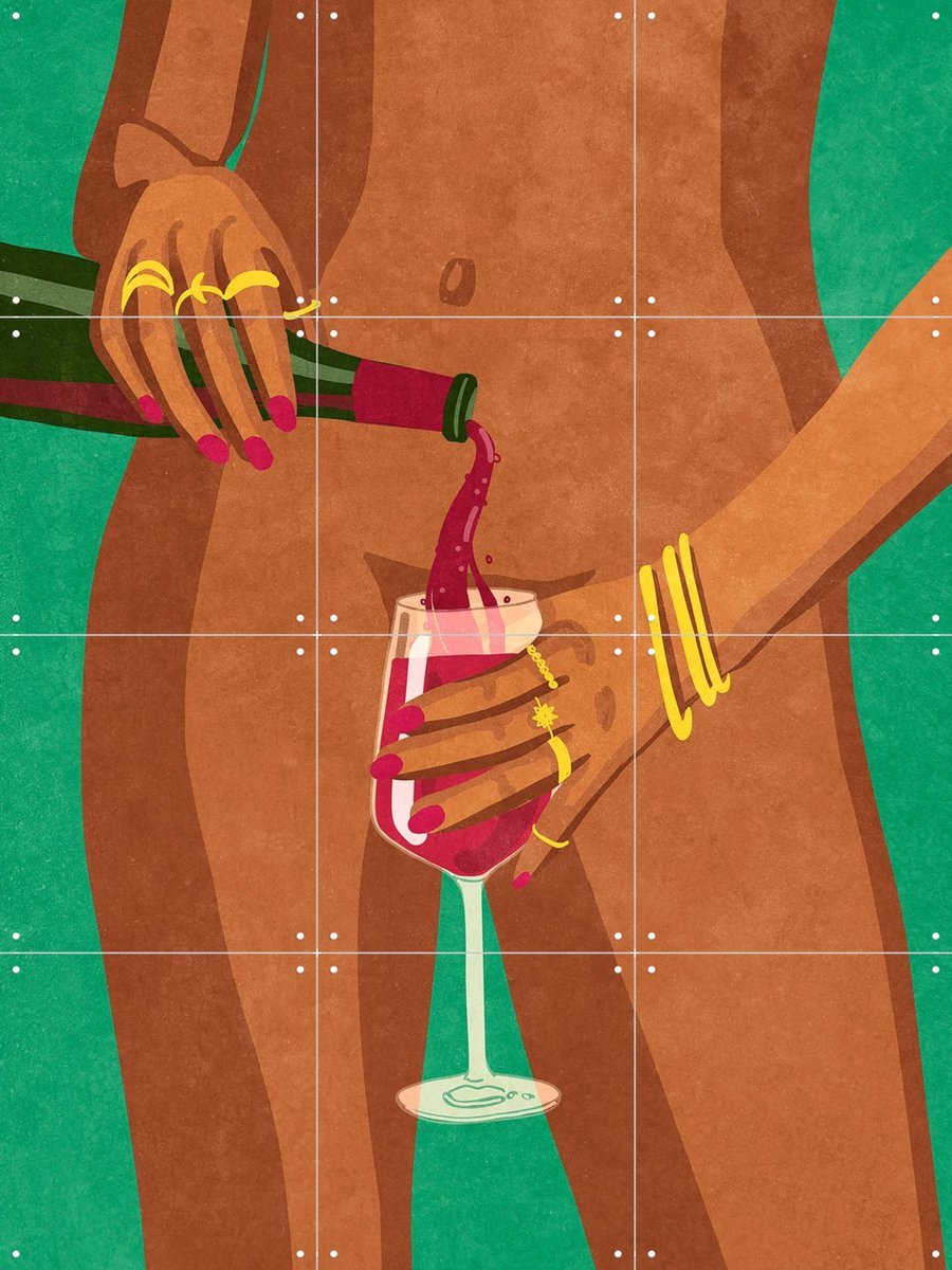 IXXI Wine And Me, Raissa Oltmanns - 60 x 80 cm - Gratis ophangtool - Grote wanddecoratie en posters - Illustraties, Digitale Kunst, Grafisch Ontwerp
