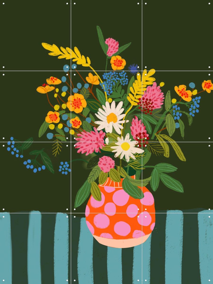 IXXI Bright flowers, Gigi Rosado - 60 x 80 cm - Gratis ophangtool - Grote wanddecoratie en posters - Illustraties, Grafisch Ontwerp, Kleurrijk