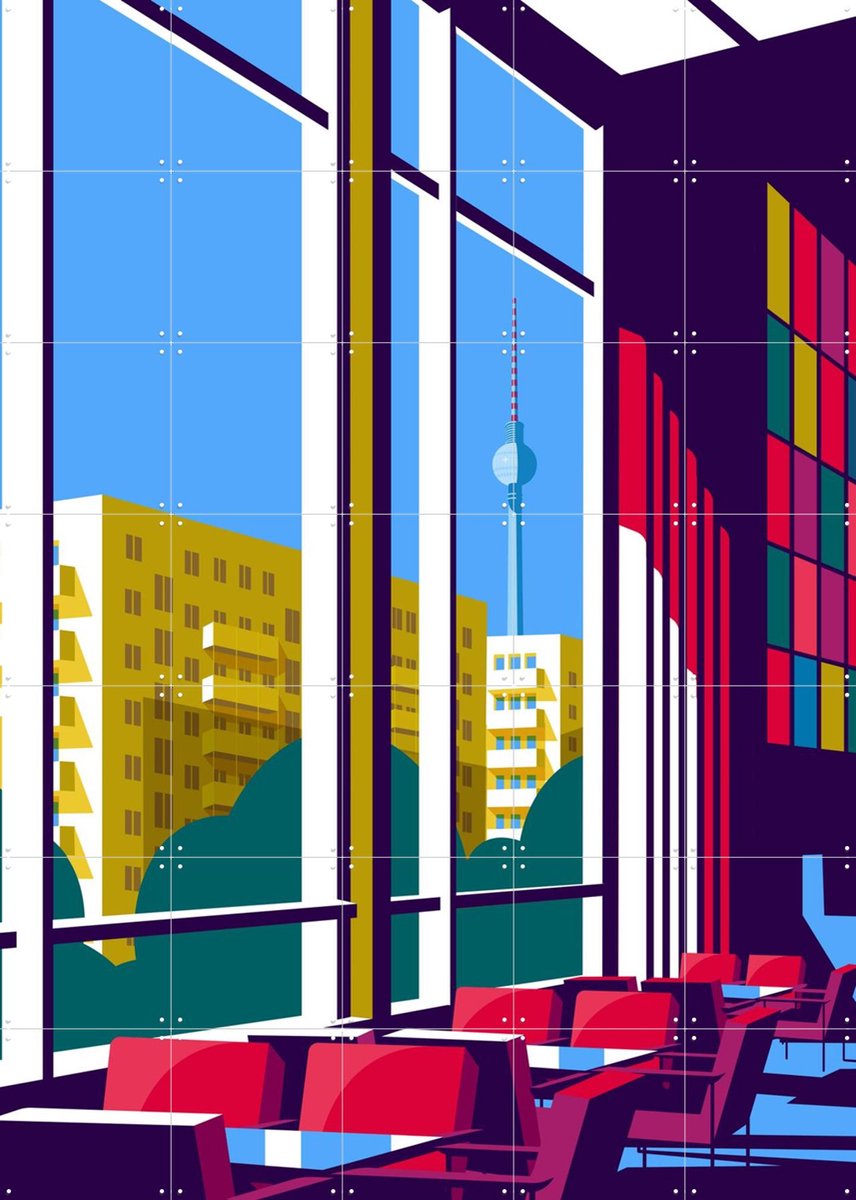 IXXI Berlin - Kino International, Remko Heemskerk & Kunst in Kaart - 100 x 140 cm - Gratis ophangtool - Grote wanddecoratie en posters - Digitale
