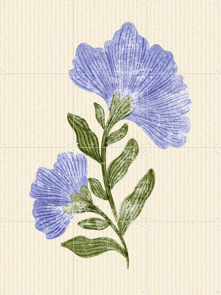 IXXI Vintage Flower, Nikita Jariwala & Various - 60 x 80 cm - Gratis ophangtool - Grote wanddecoratie en posters - Houtsnede, Vintage, Aquarel