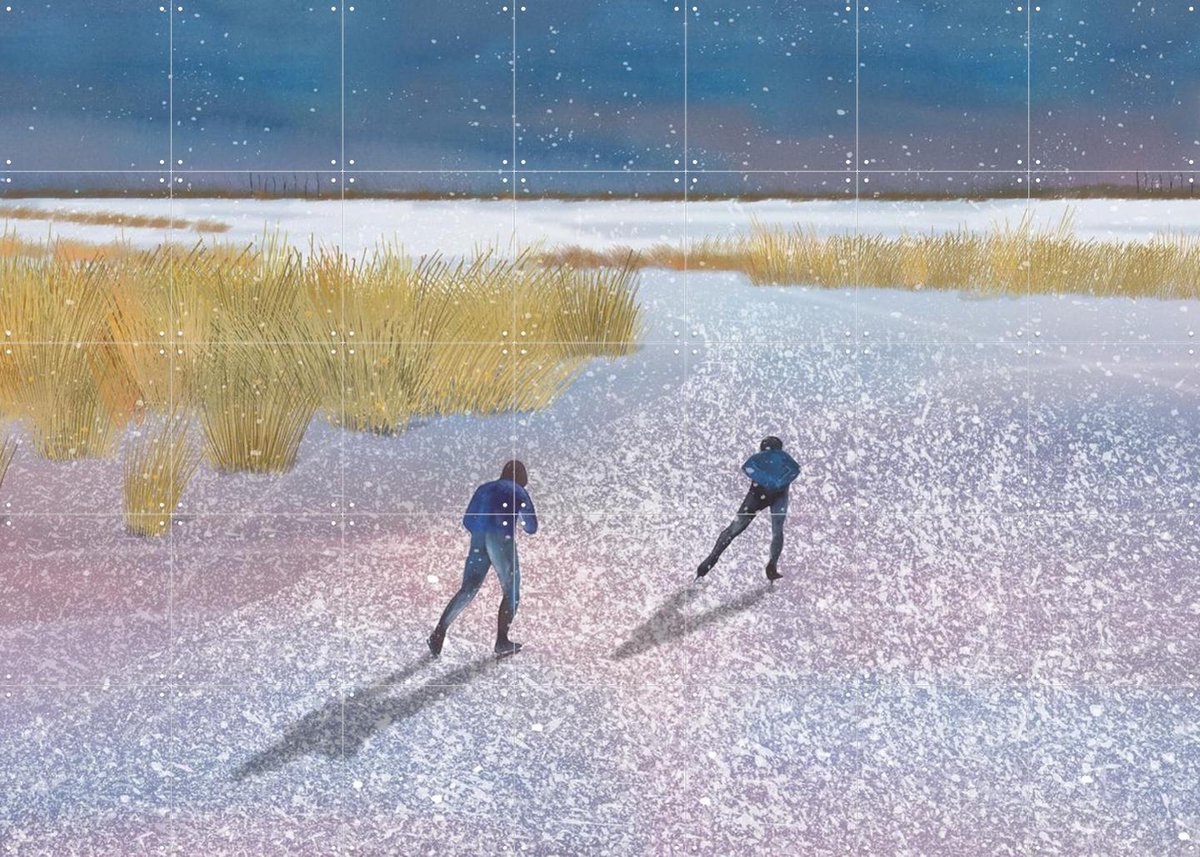 IXXI Skaters, Merel Corduwener - 140 x 100 cm - Gratis ophangtool - Grote wanddecoratie en posters Winter, Landschappen