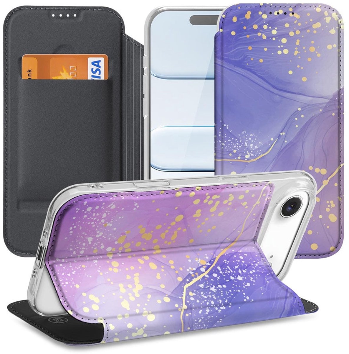 Apple iPhone Air Book Cover Watercolor Paars