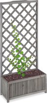 Relaxdays plantenbak met klimrek - bloembak met trellis - grijs - weerbestendig - balkon - XL
