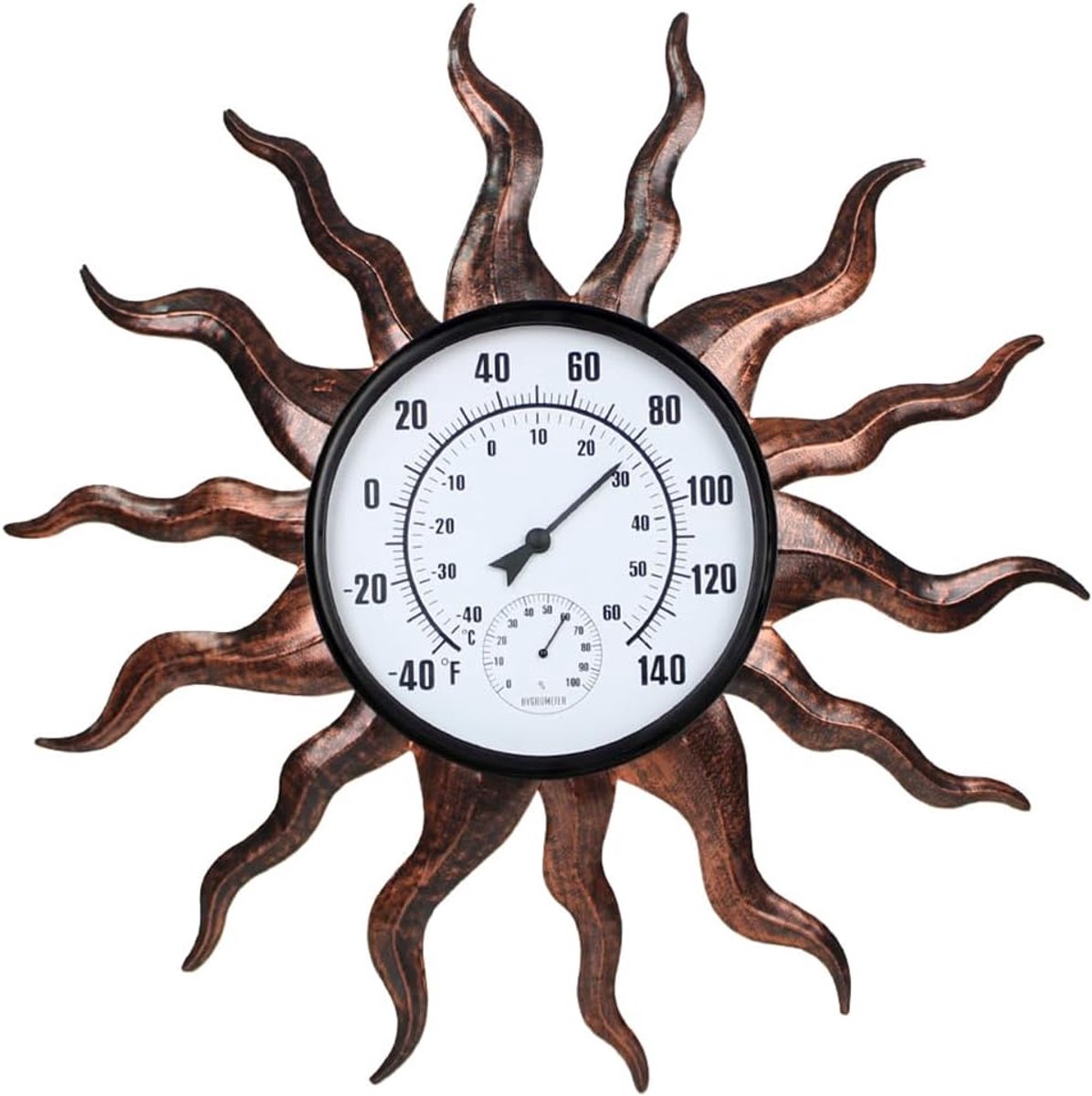 Buiten Thermometer - Weerstation Hygrometer - Terras Tuin - Zon Decoratie - 62cm Diameter - Metaal