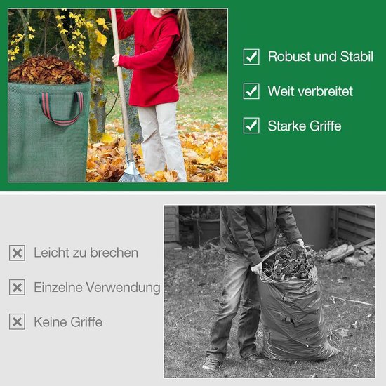 2x Herbruikbare Tuinzakken 120L - Opvouwbare Graszak met Deksel en Stevige Handvatten — afbeelding 2