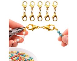 Karabijn Sluitingen Dubbelzijdig Goud – 5 Stuks Lobster Clasp Connector – Sieraden Sluiting voor Armband, Ketting & DIY Sieraden Maken – Zinklegering