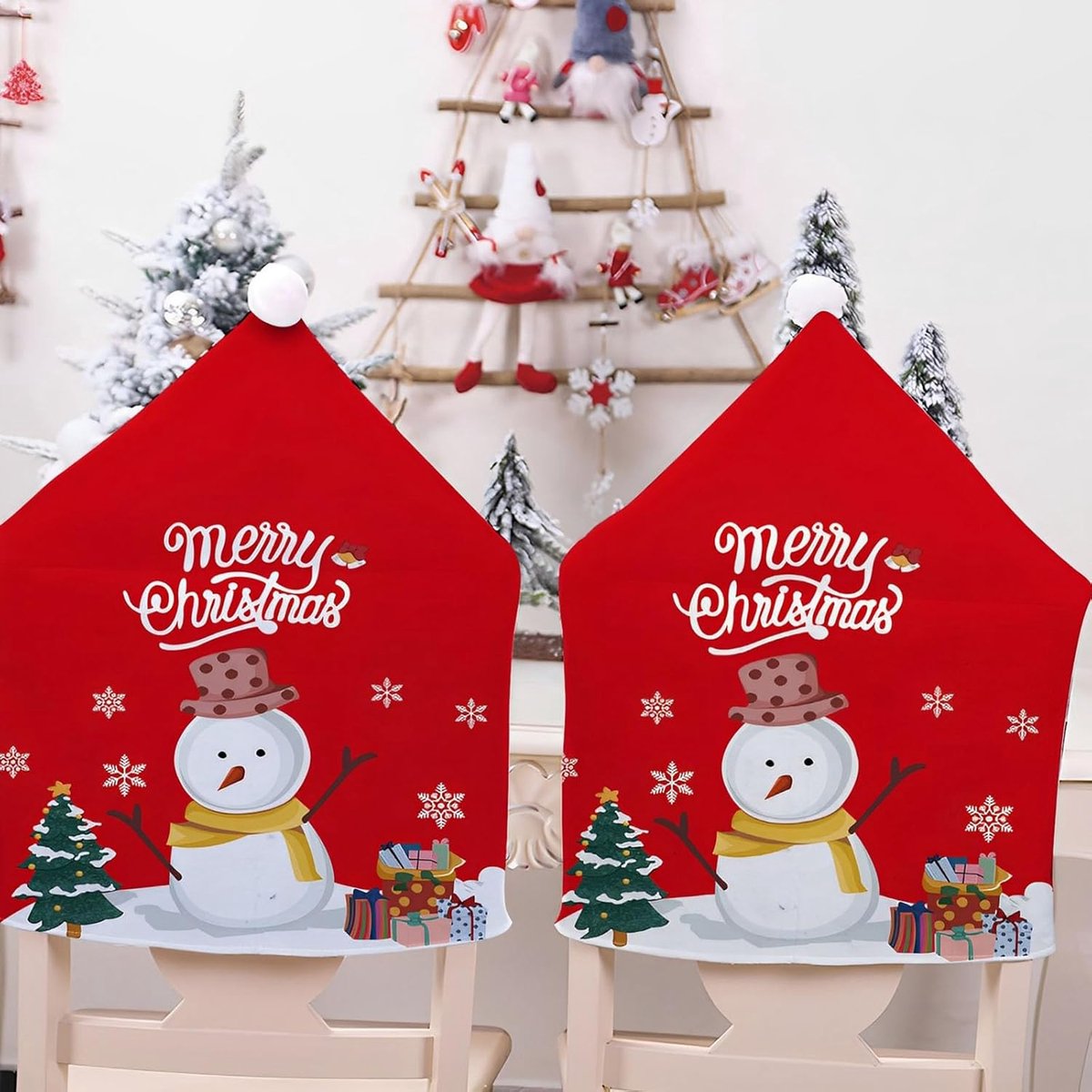 Set van 2/4/6/8 Kerst Stoelhoezen voor Eetkamerstoelen - Feestelijke Decoratie
