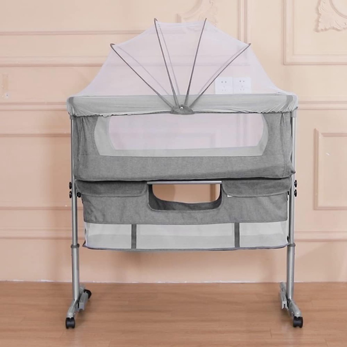 In hoogte verstelbare 3-in-1 Babybed Wieg voor Pasgeborenen, Draagbaar Meegroeibed