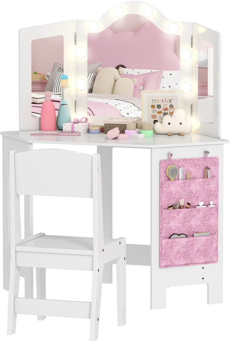 AIYAPLAY Kinderkaptafelset - MDF - 93,6 x 48,5 x 111,5 cm - Wit