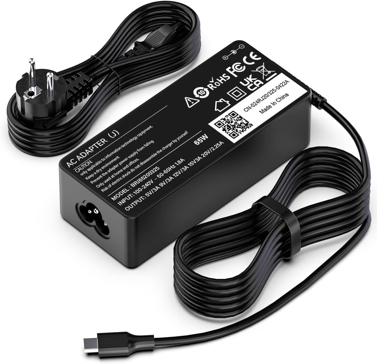 Laptop Oplaadkabel - Voeding Adapter - Snel Laden - Kortsluiting Beveiliging - 65 Watt - Zwart