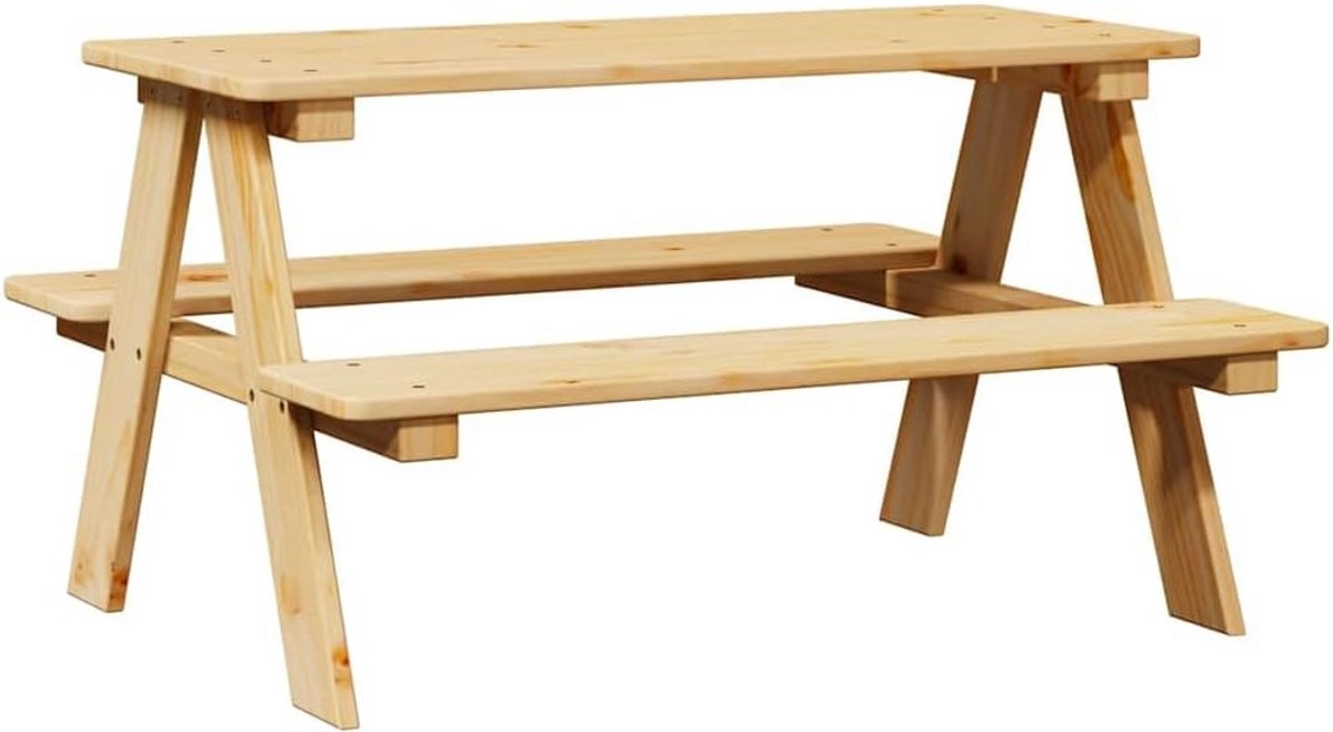 Kindertafel met Bankjes Set - Massief Houten Zitmeubel voor Eet- en Speelhoek