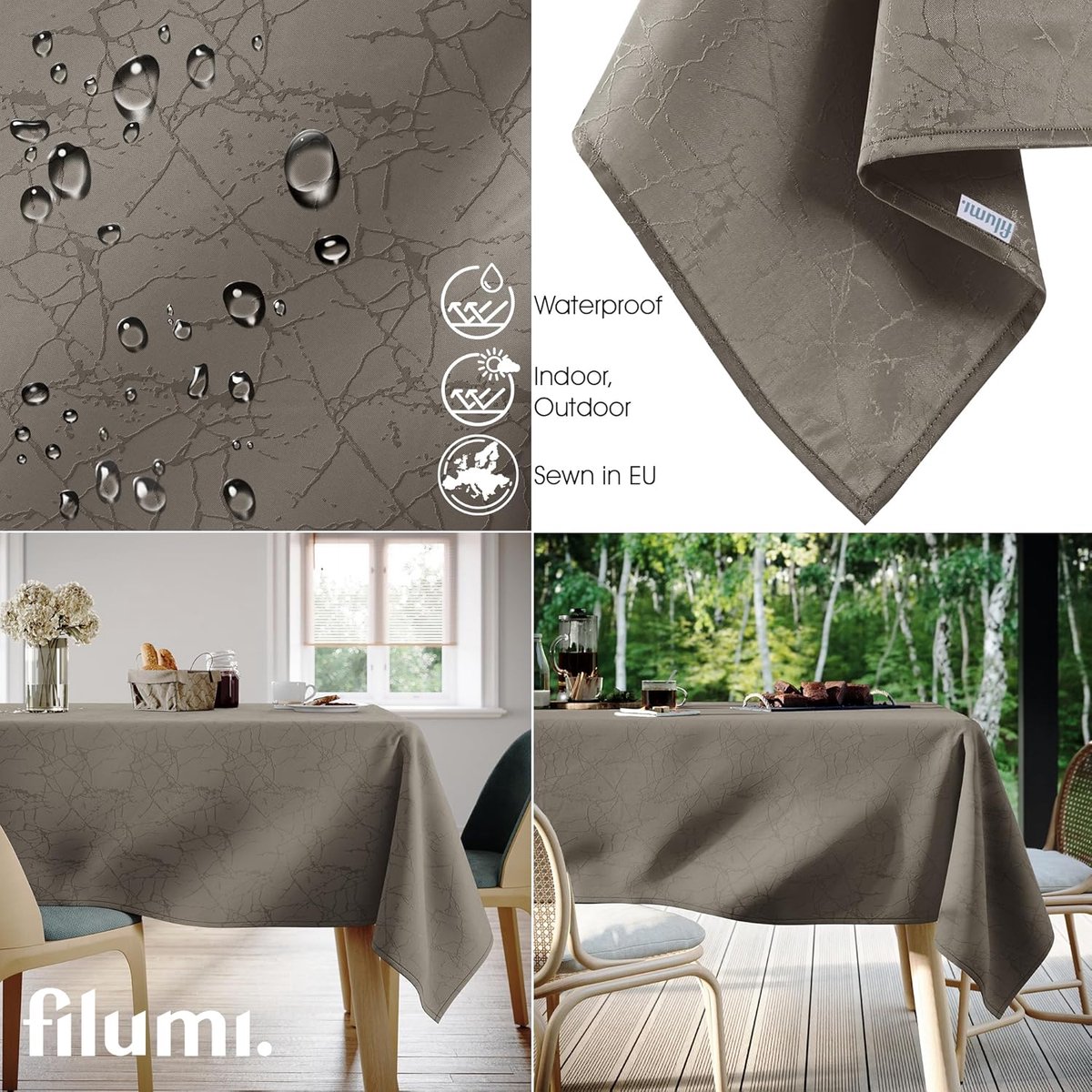 Ovaal Tafelkleed 130x180 cm Beige Afwasbaar Binnen Buiten Marmerlook