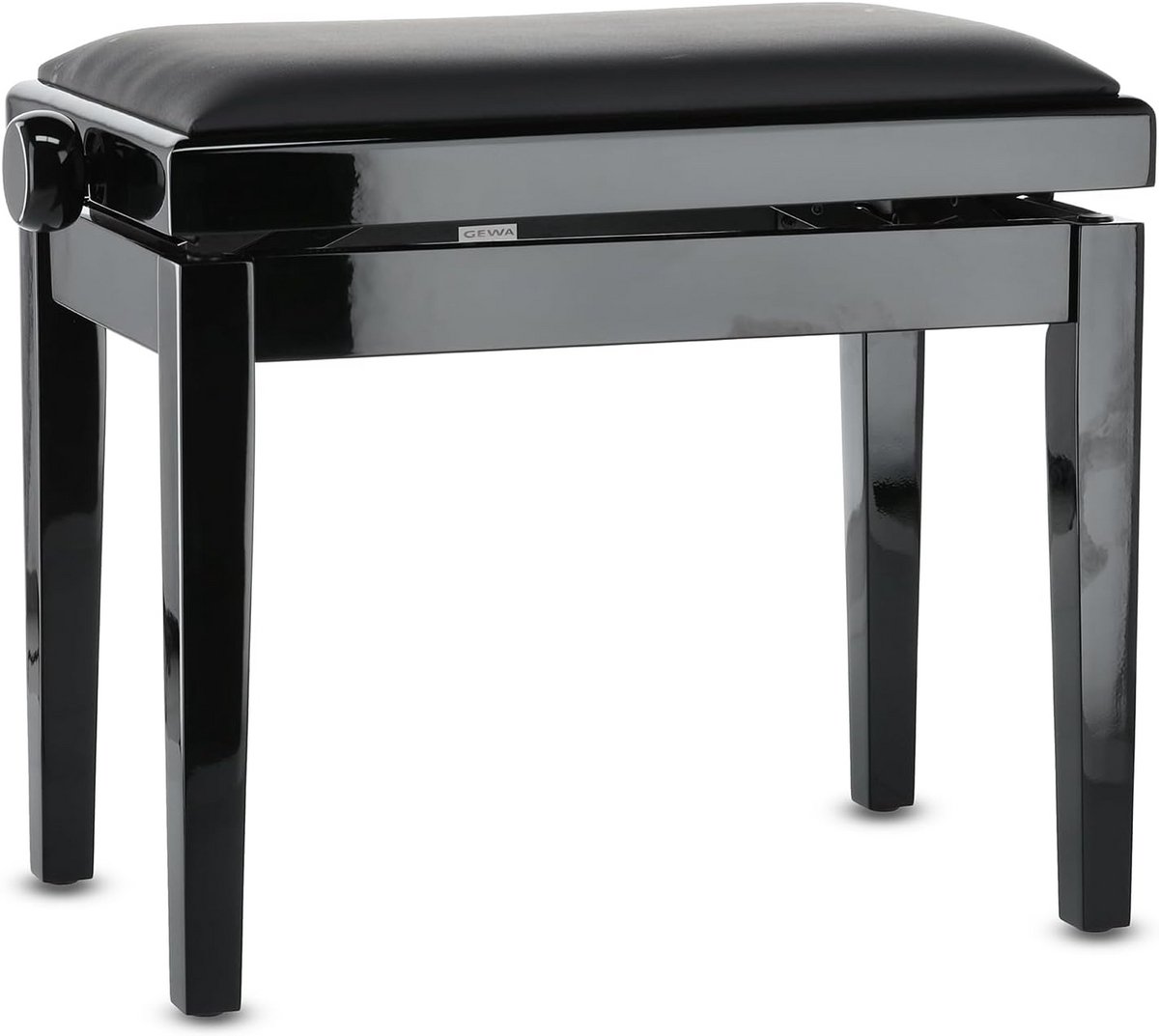Verstelbare Pianokruk Zwart Hoogglans Massief Hout met Vinyl Bekleding